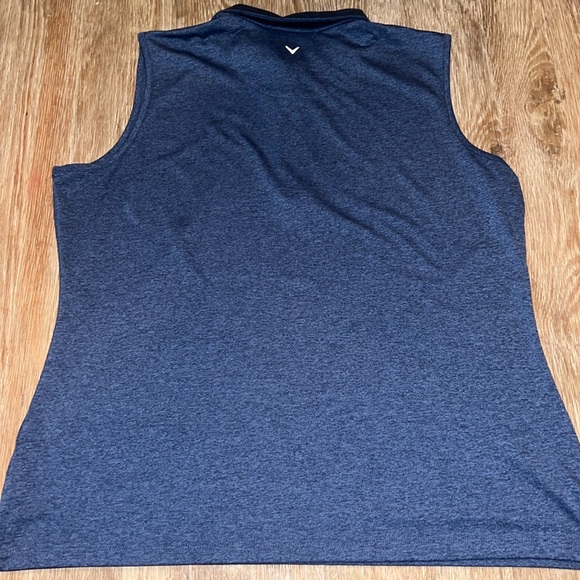 WMNS CALLAWAY QUARTER ZIP HEATHER BLUE SLEEVELESS GOLF POLO COLLARED SHIRT, XXL - Picture 5 of 8